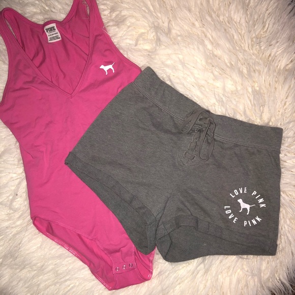 PINK Victoria's Secret Tops - Pink Bodysuit & Short Set